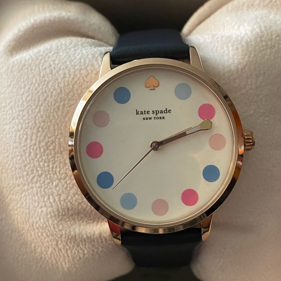 KATE SPADE NY Pink IP Blue Leather Metro Watch - Picture 2 of 6